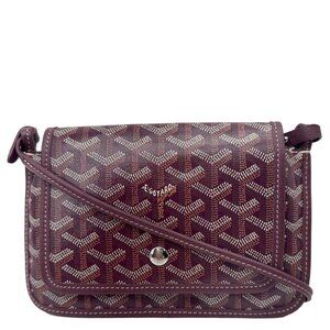 Goyard  Plumet Chevron Print Canvas Shoulder Bag Burgundy
